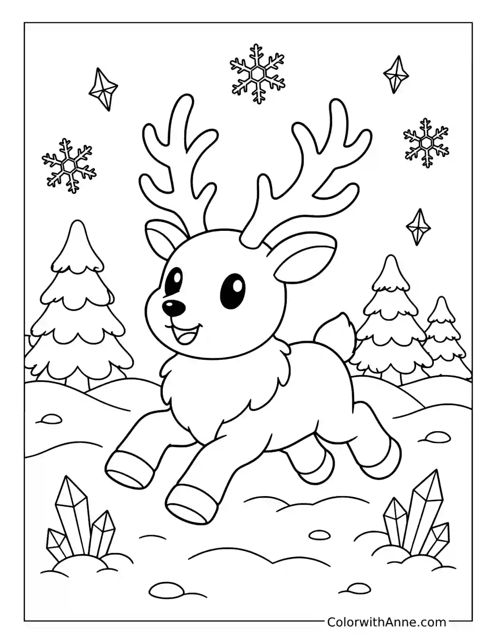Arctic Reindeer Winter Wonderland coloring page