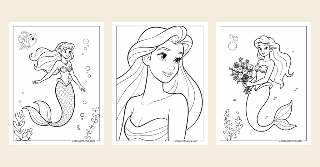 ariel coloring pages banner