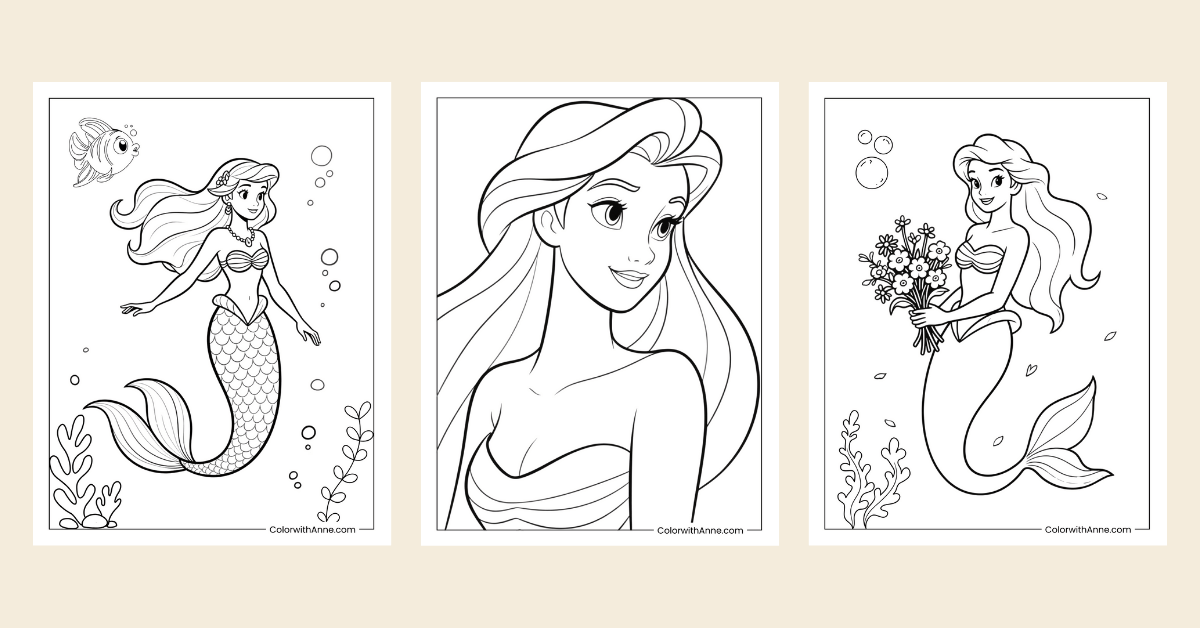 ariel coloring pages banner