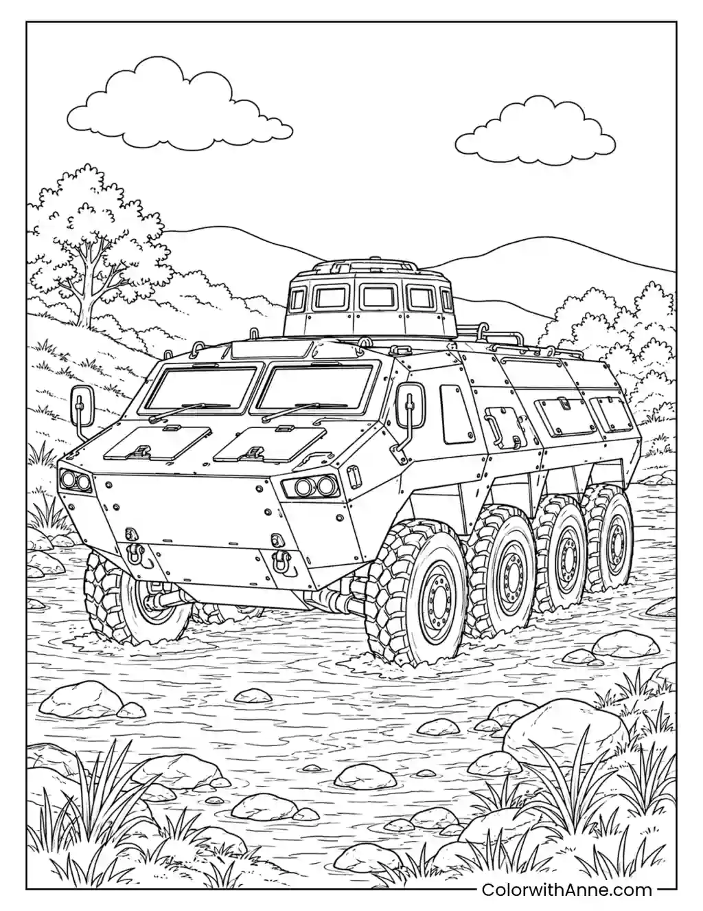 Armored Personnel Carrier coloring page
