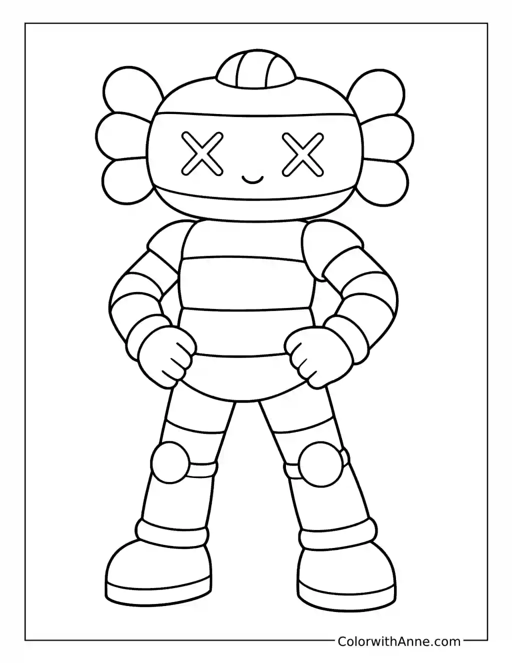 Armored X-Eyed Art Toy Power Pose coloring page