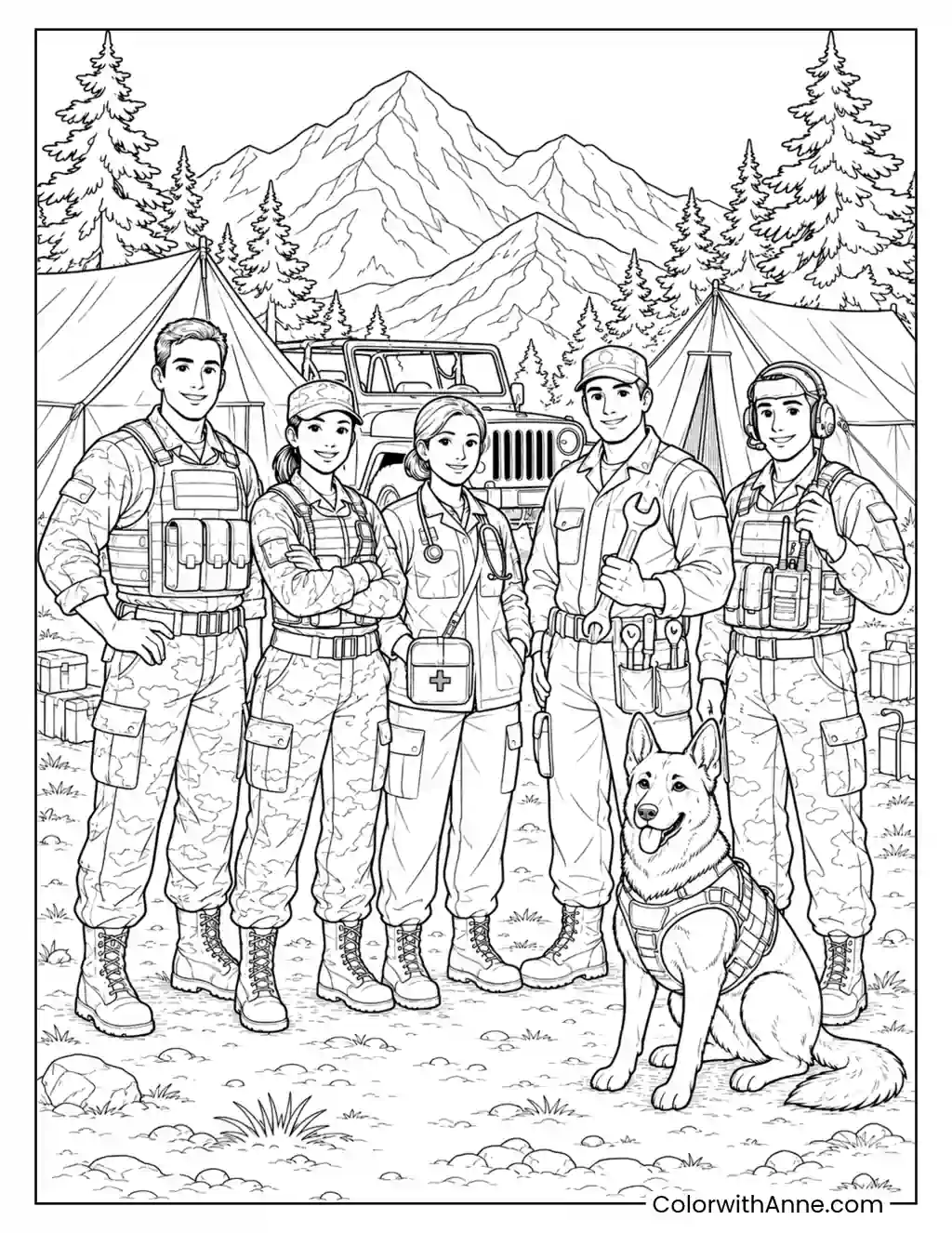 Army Heroes Group Portrait coloring page