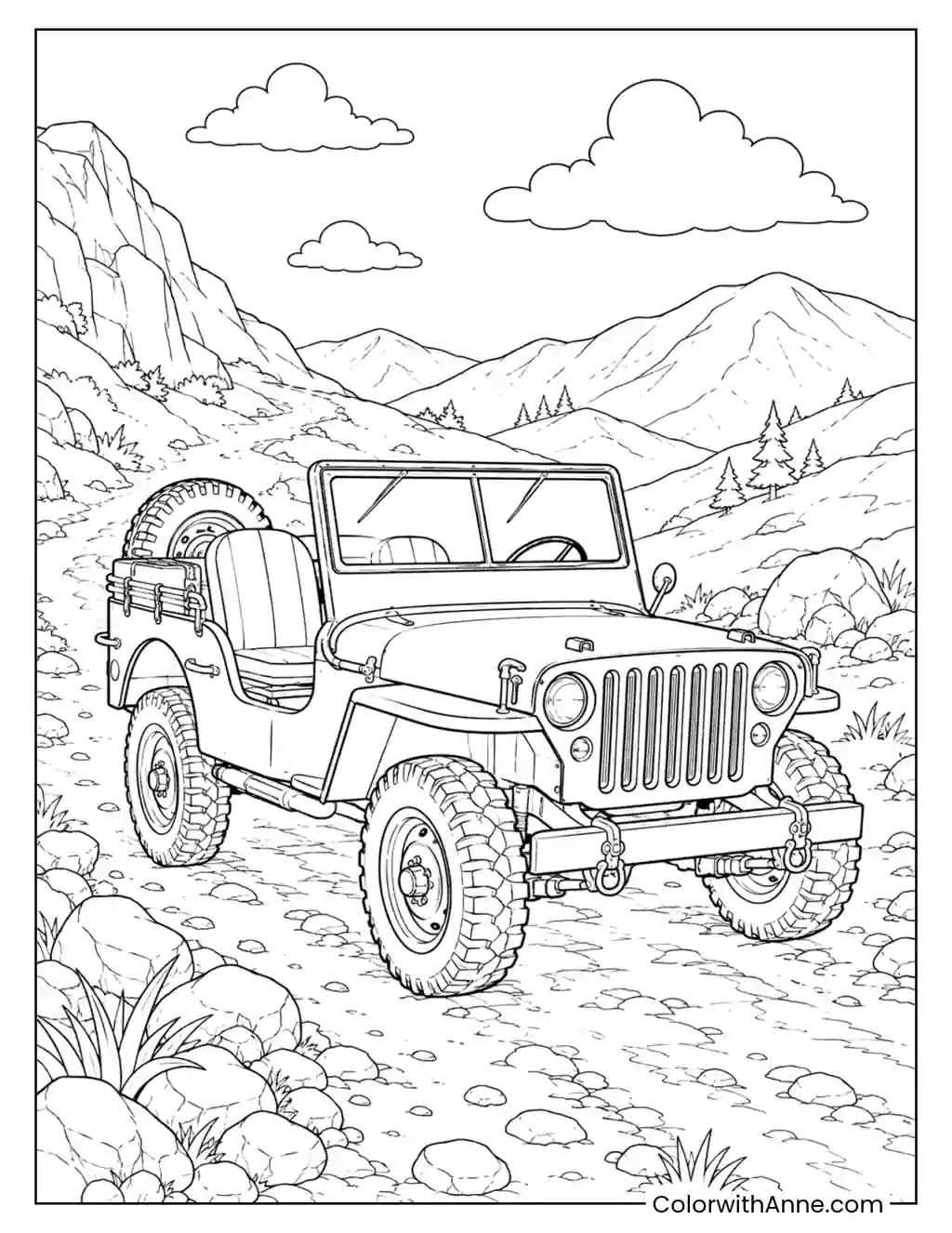 Army Jeep Adventure coloring page