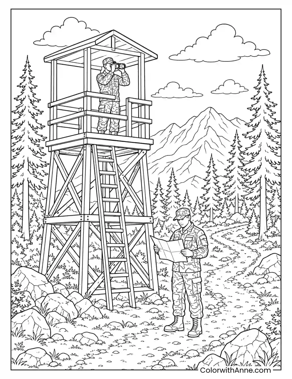 Army Lookout Tower coloring page