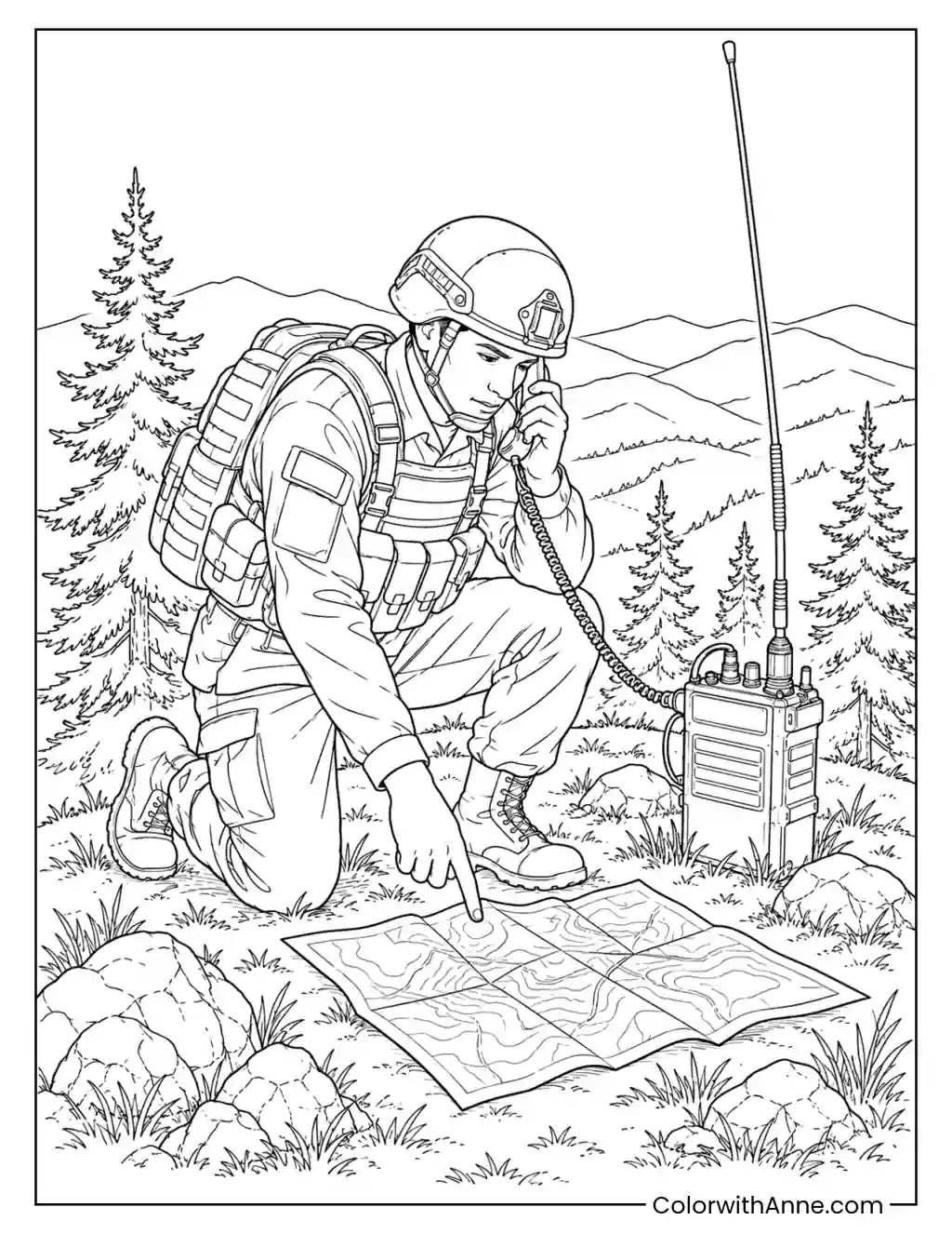 Army Radio Operator coloring page