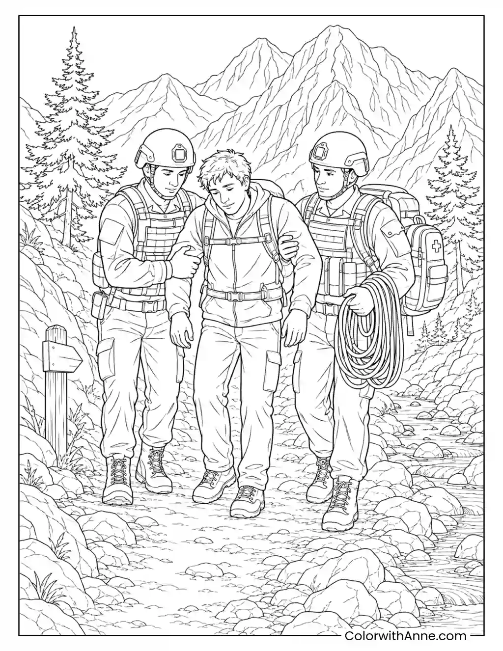 Army Rescue Mission coloring page