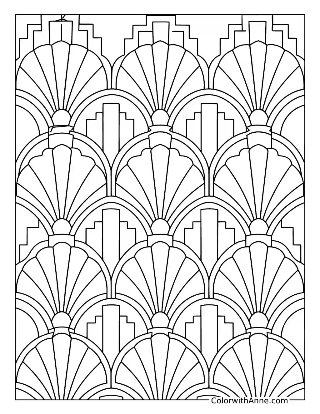 Art Deco Fans Pattern coloring page