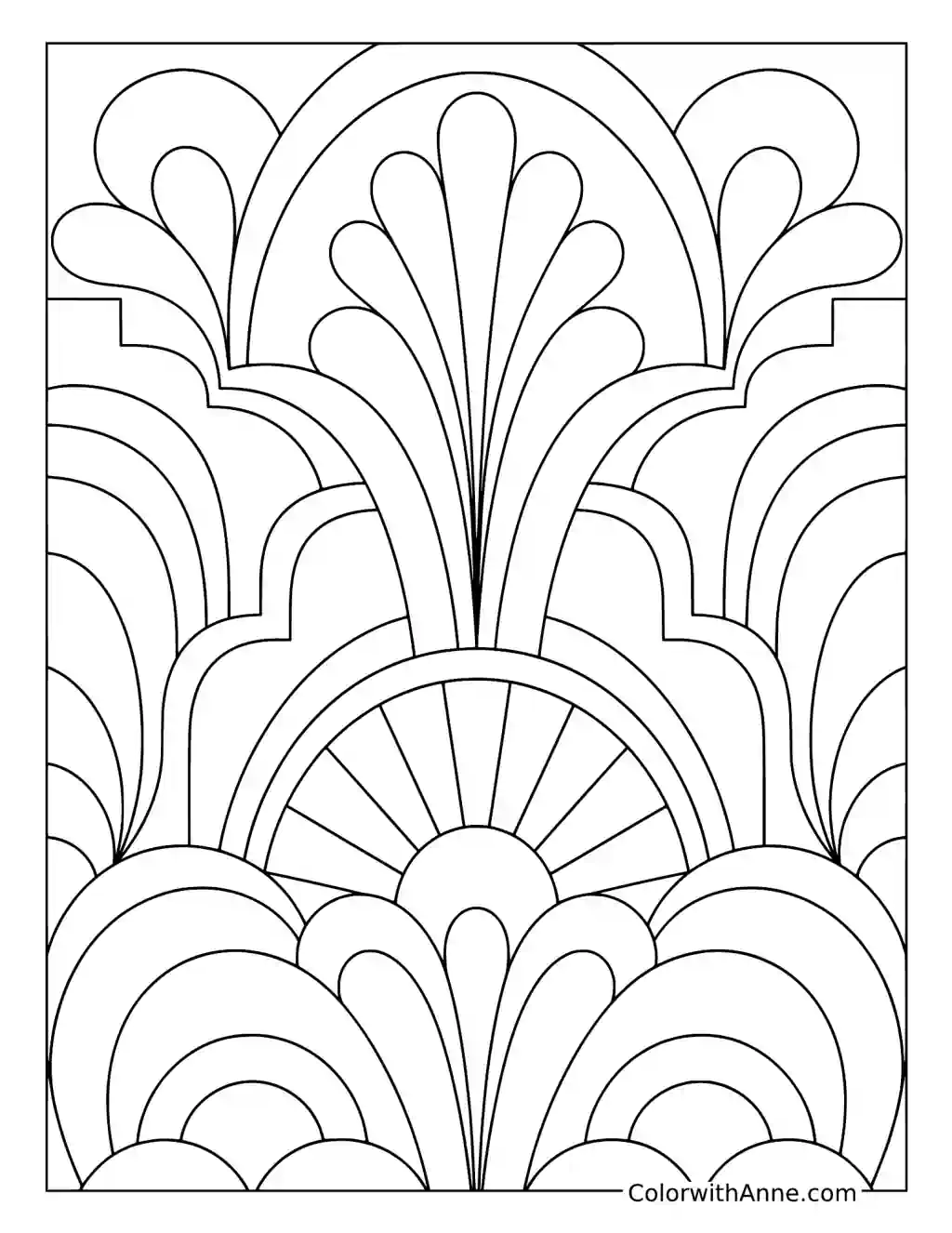 Art Deco Fountain Arches coloring page