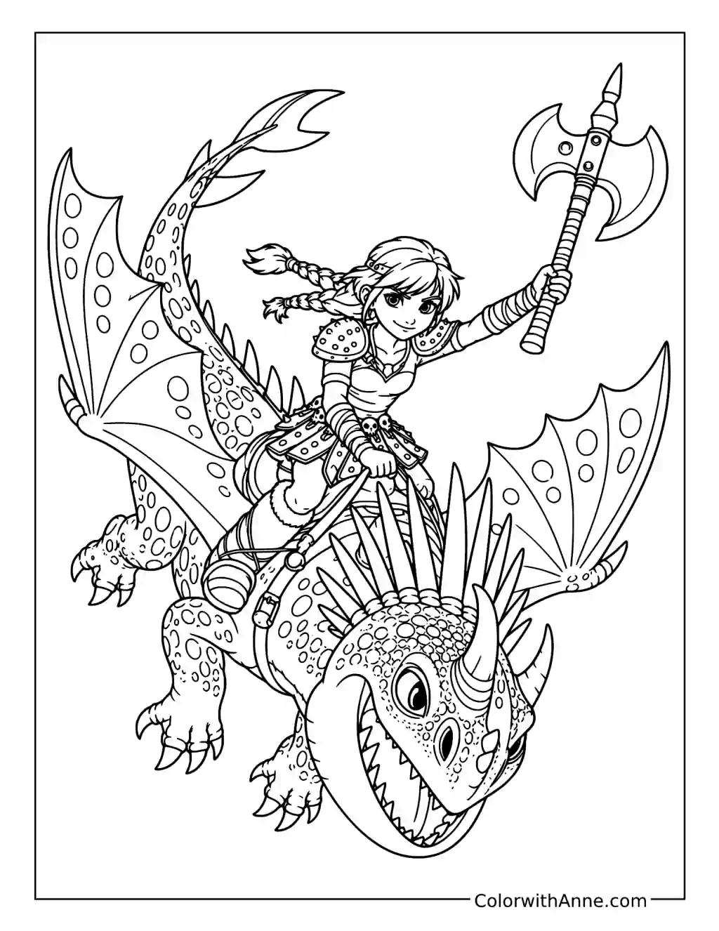 Astrid and Stormfly’s Daring Descent coloring page