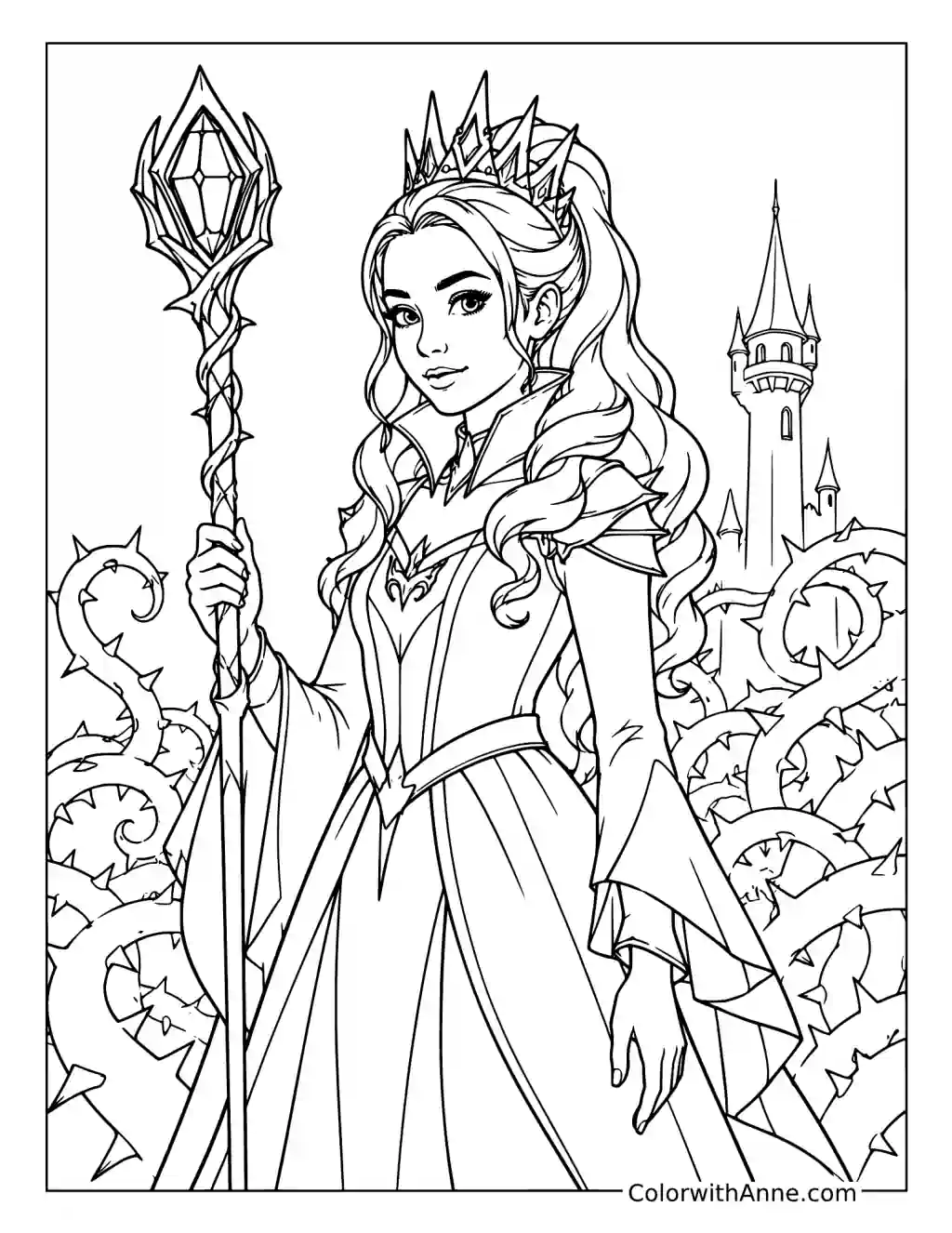 Audrey in the Enchanted Thorn Garden coloring page