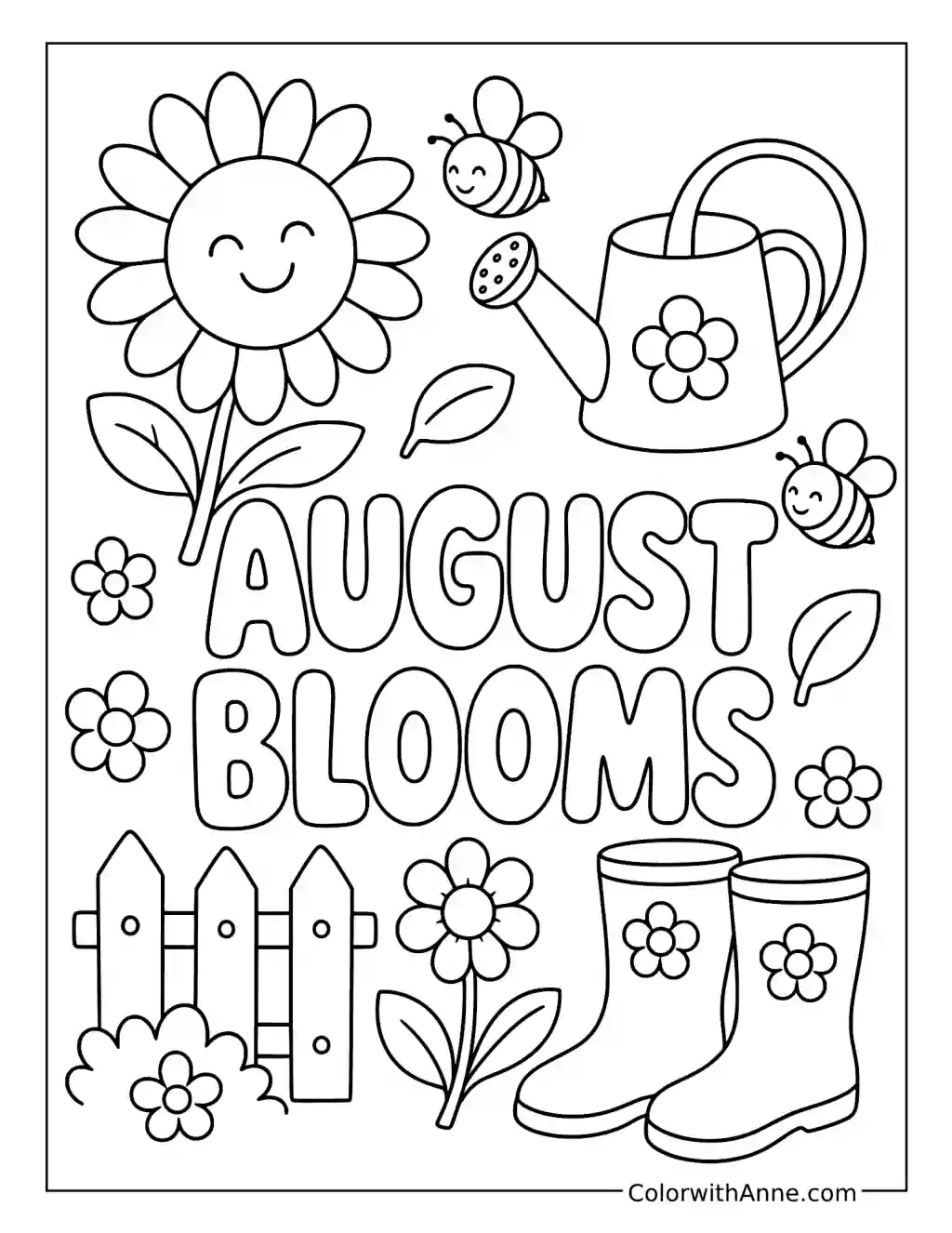 August Blooms coloring page