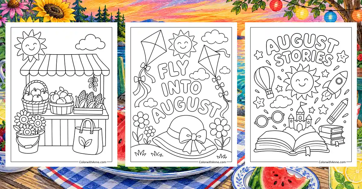 August Coloring Pages banner