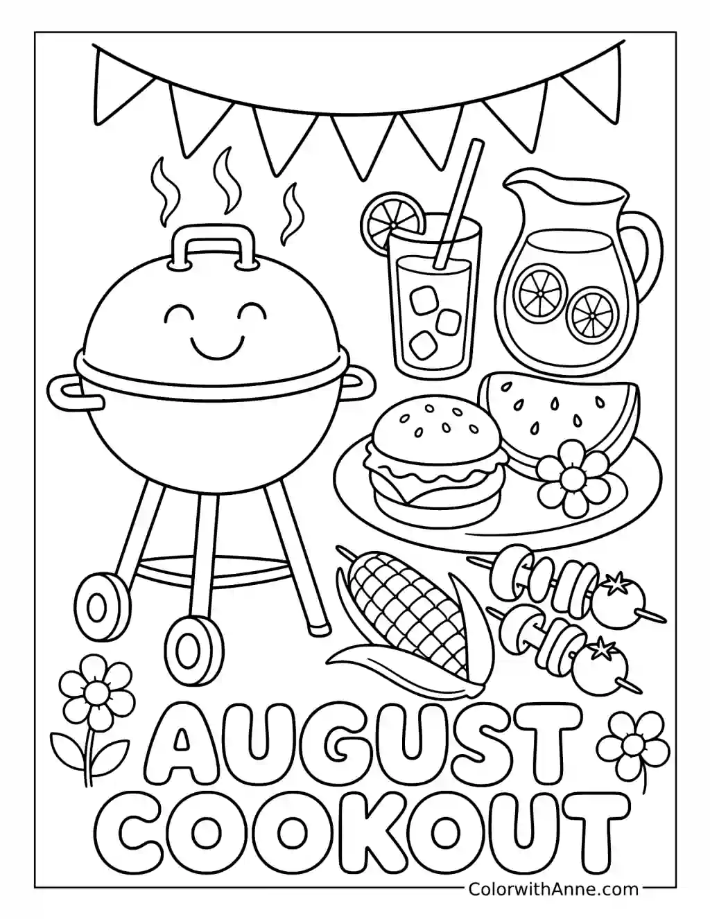 August Cookout coloring page