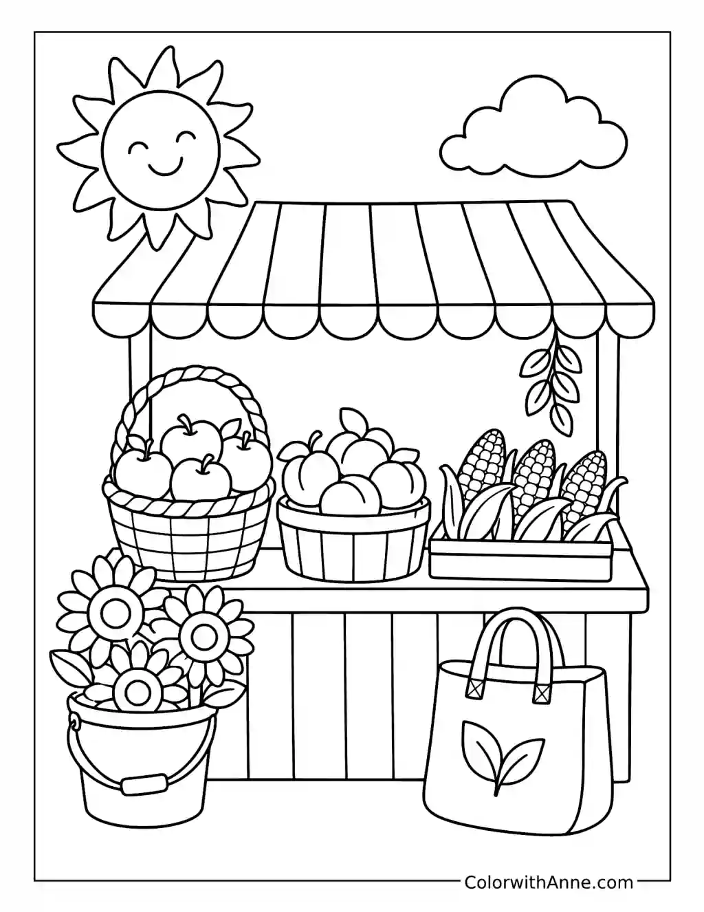 August Farmers Market coloring page