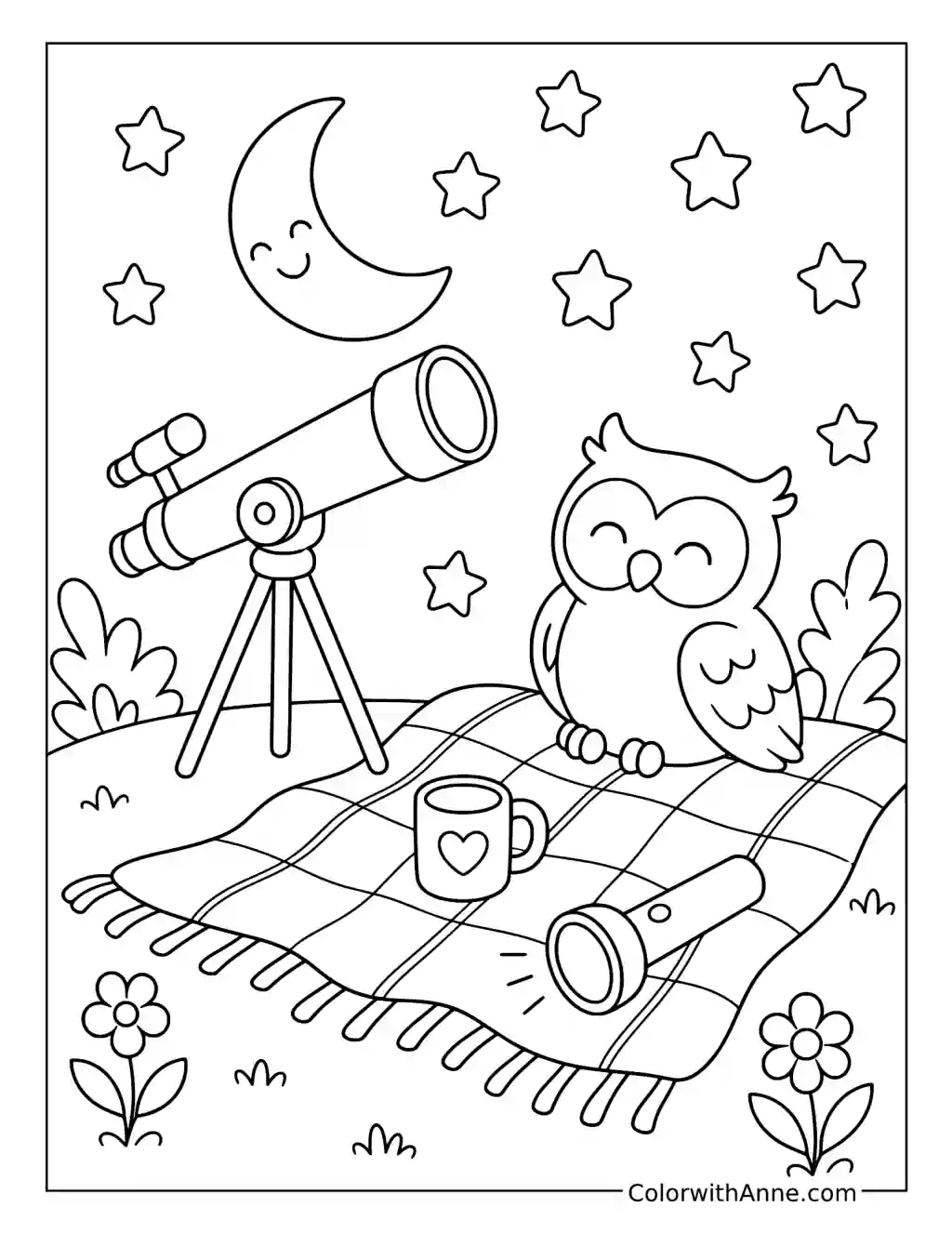 August Night Under the Stars coloring page