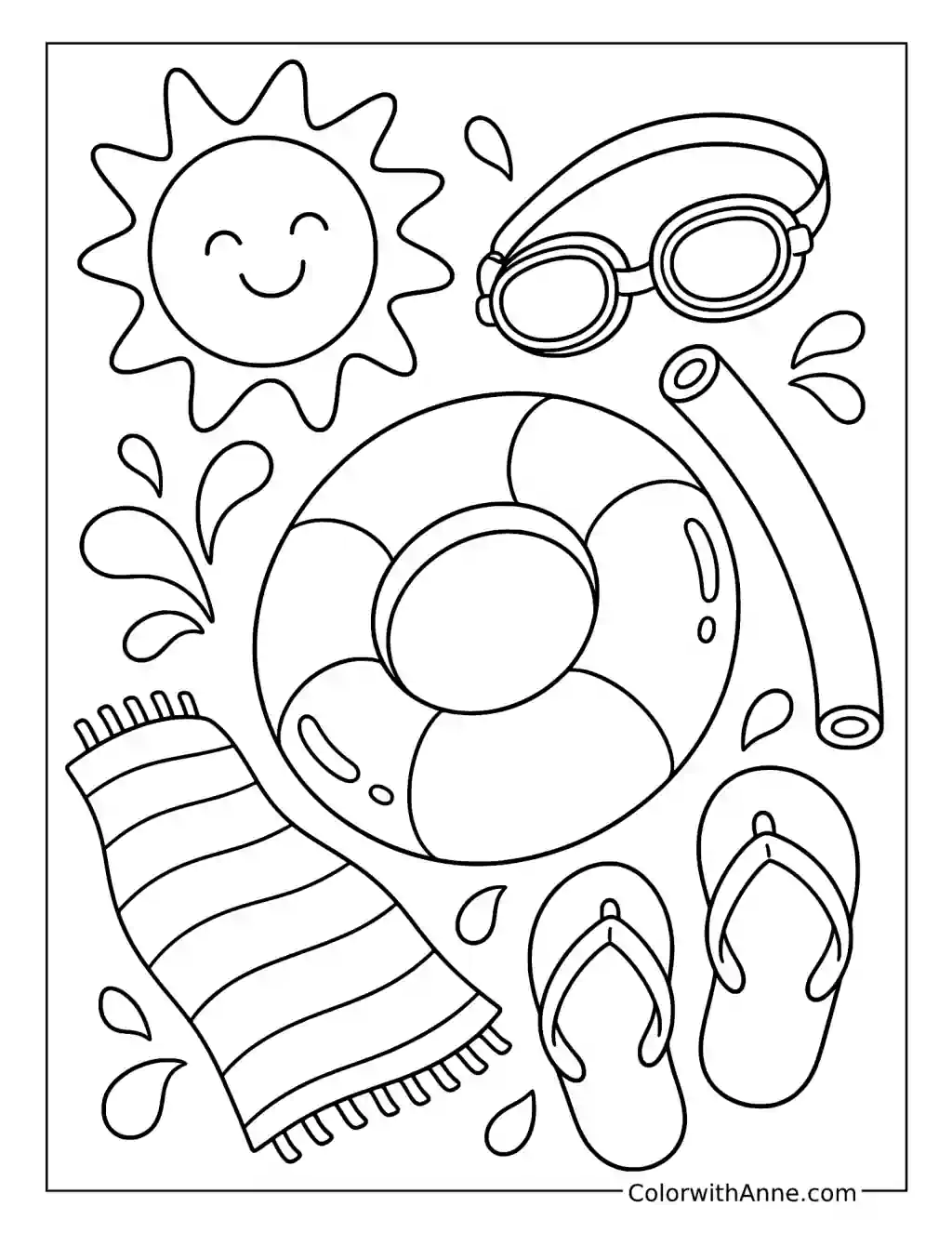 August Pool Party coloring page
