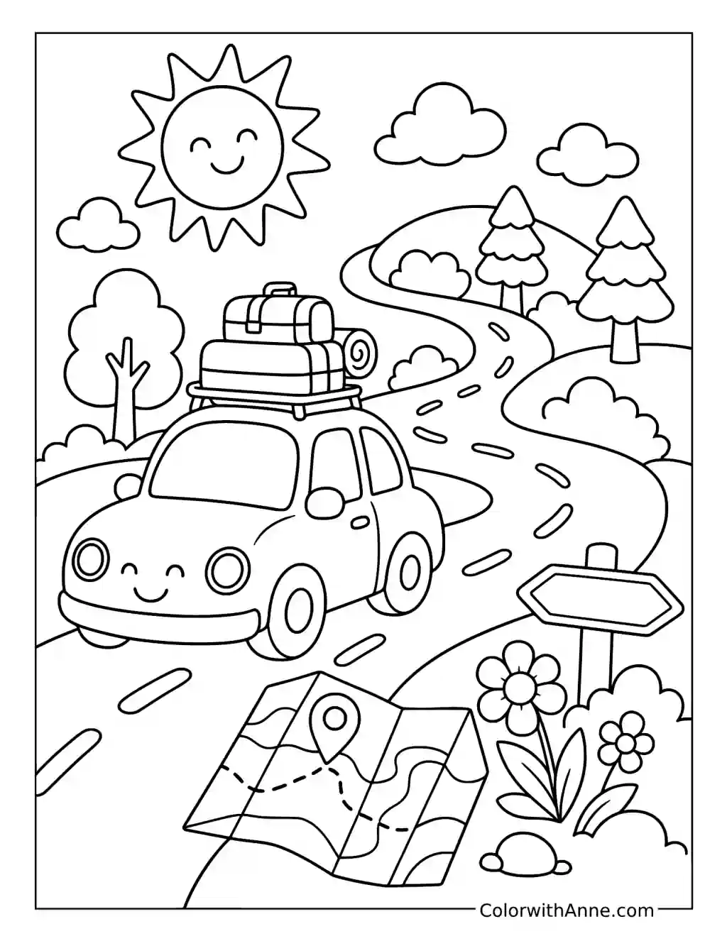 August Road Trip coloring page