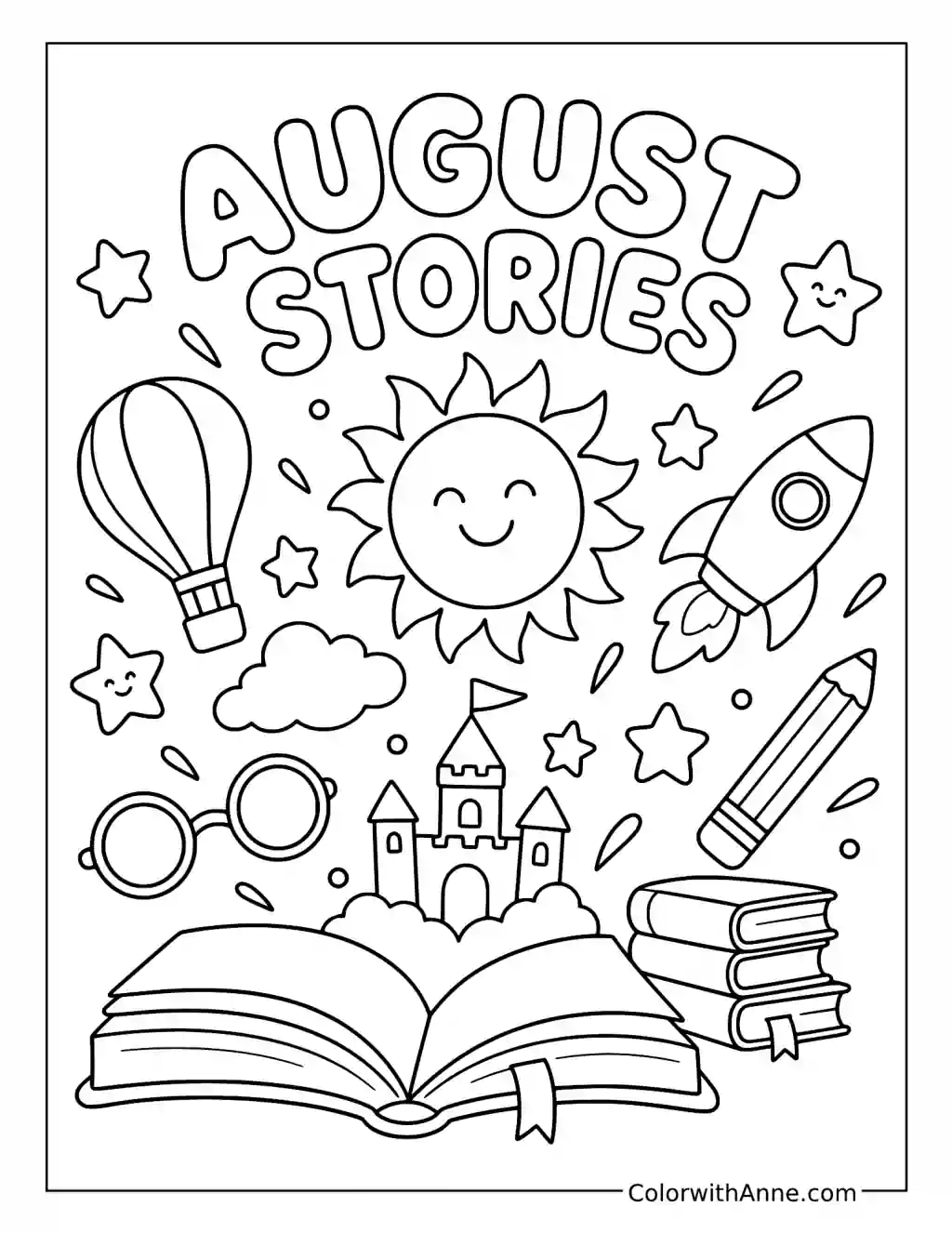 August Stories Reading Adventure coloring page