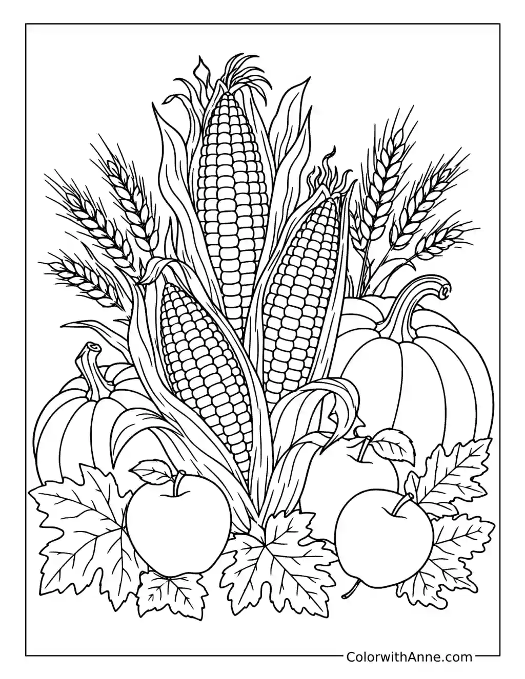 Autumn Corn Harvest coloring page