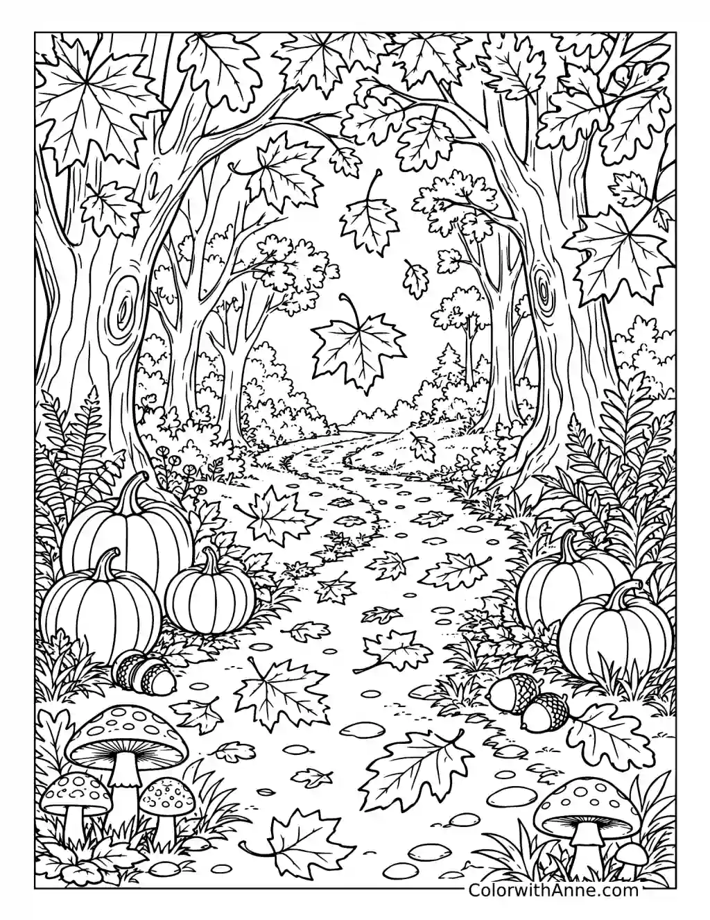 Autumn Forest Path coloring page