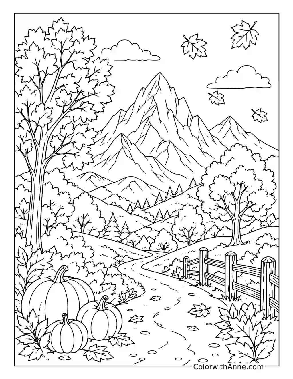 Autumn Mountains coloring page