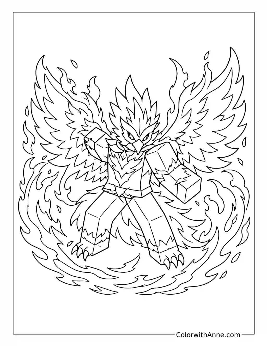 Awakened Phoenix Transformation coloring page