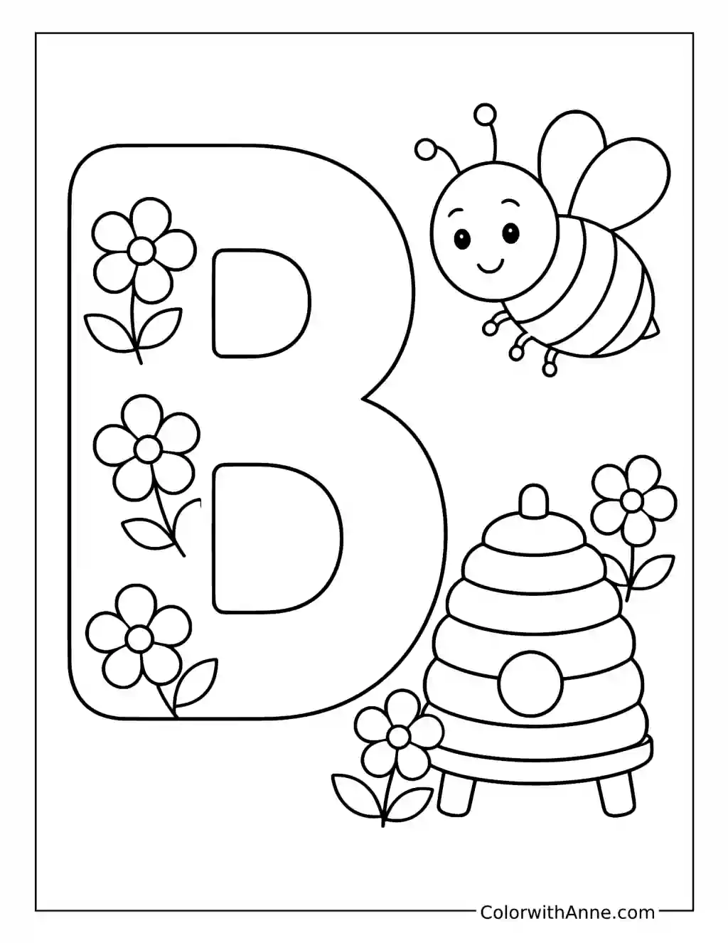 B Is for Bee coloring page