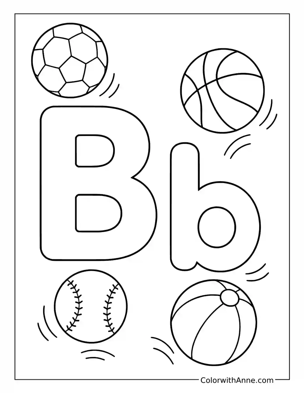B Is for Bouncing Balls coloring page