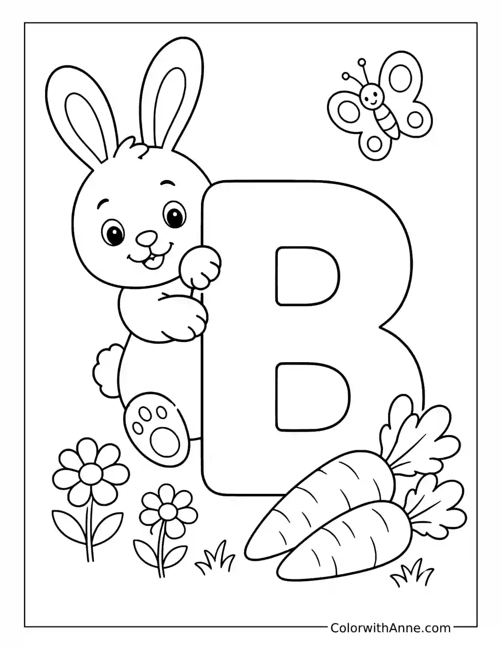 B Is for Bunny coloring page