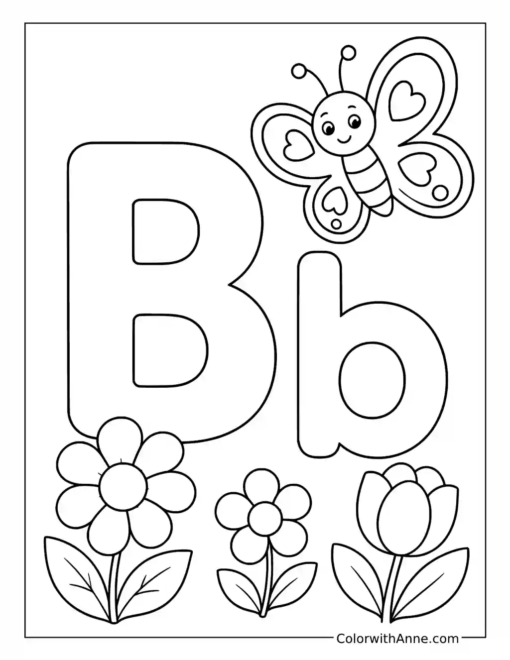 B Is for Butterfly coloring page