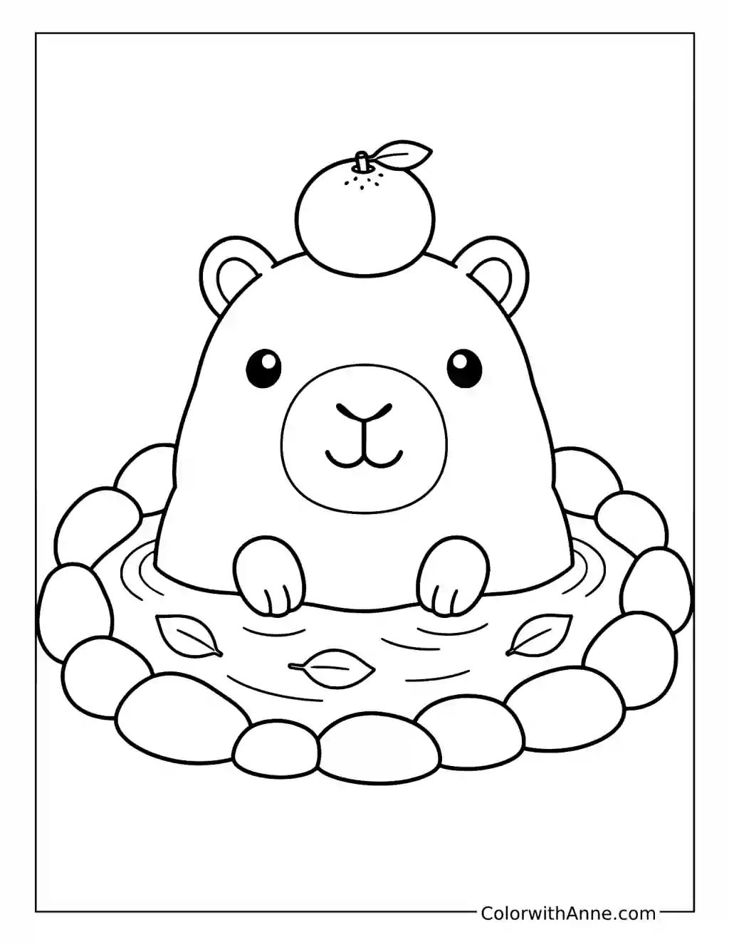Baby Capybara’s Orange Spa Day coloring page