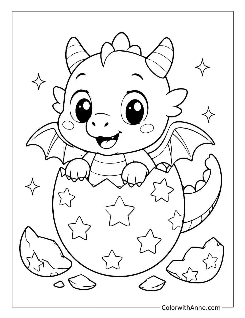 Baby Dragon Hatching from an Egg coloring page