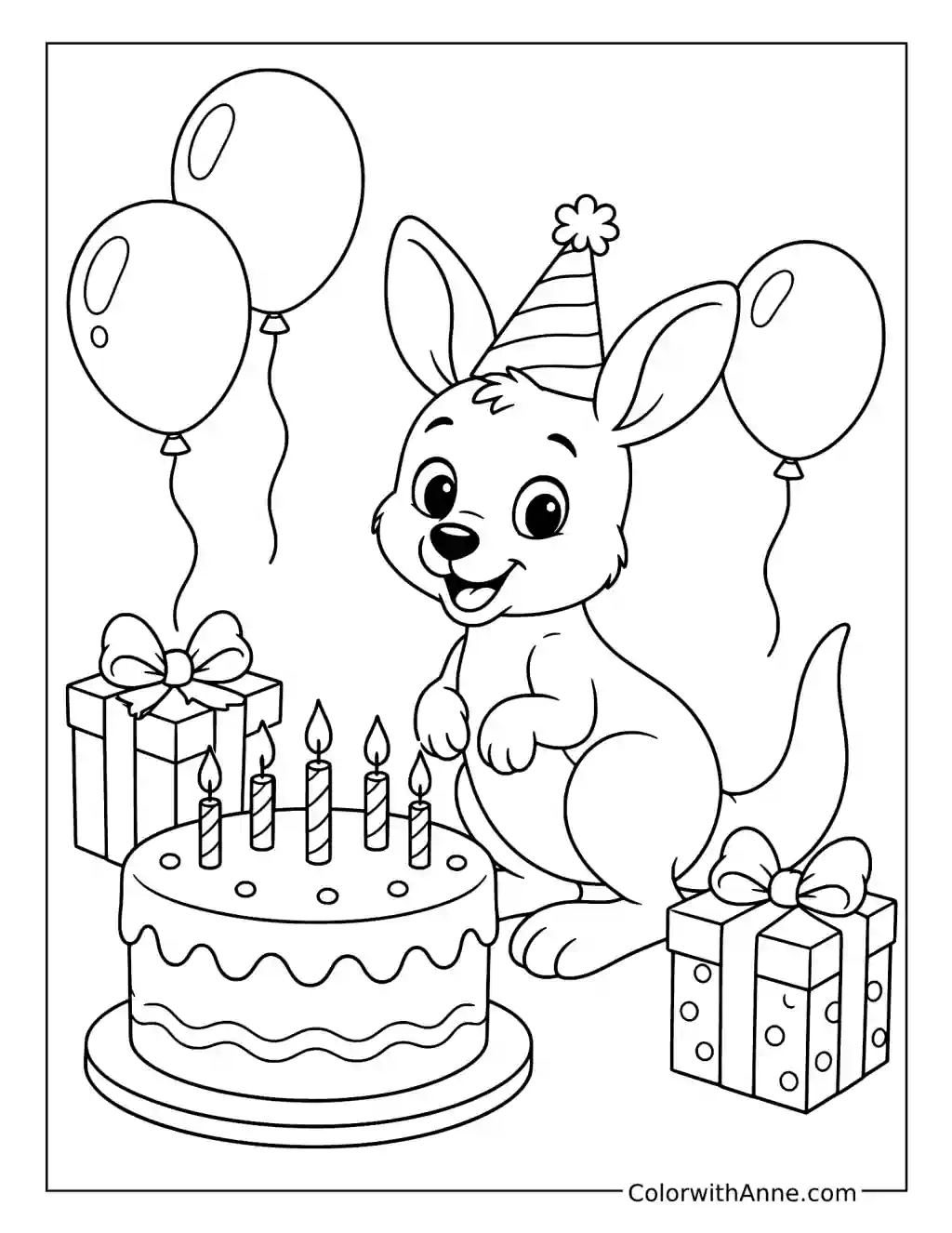 Baby Kangaroo's Birthday Party coloring page