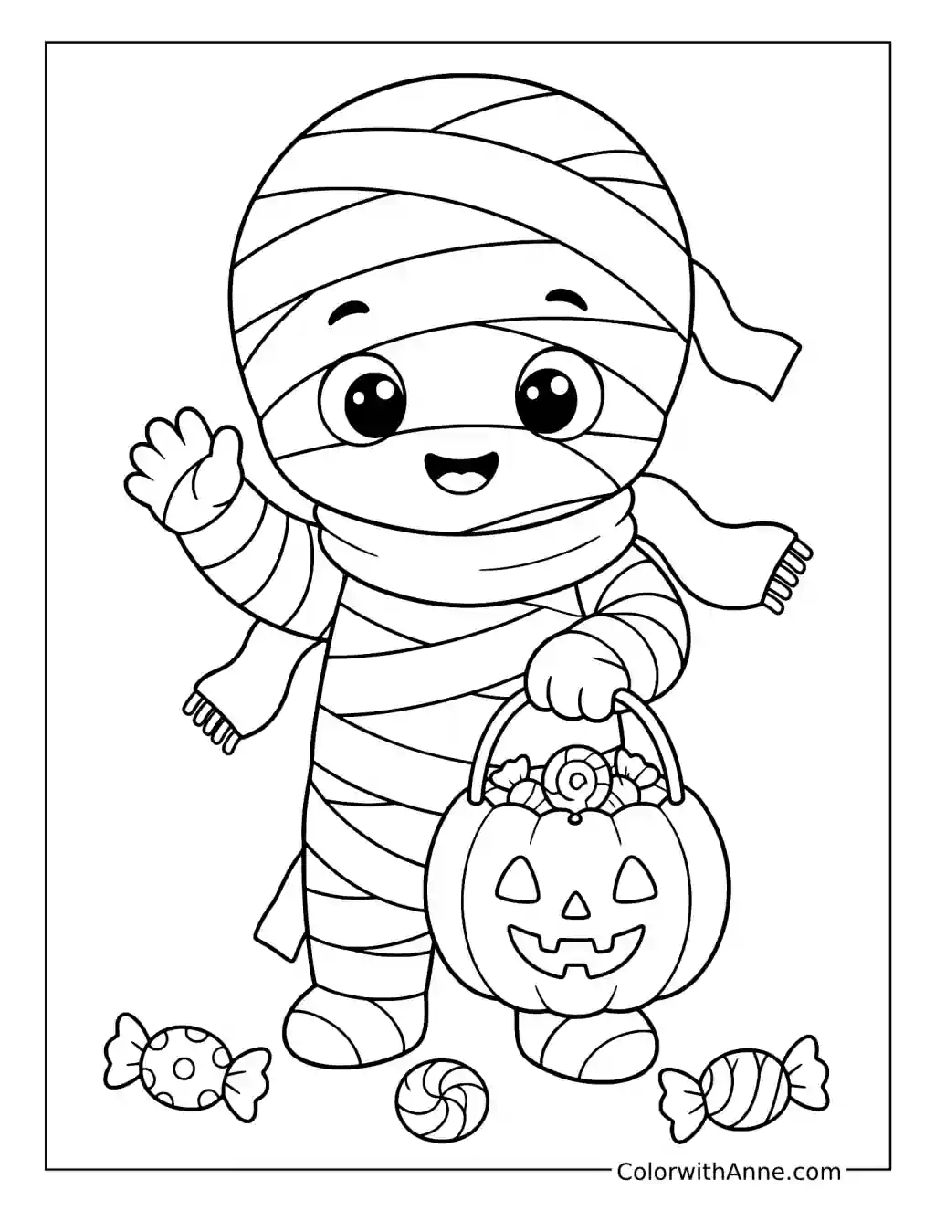 Baby Mummy Wrapped in a Scarf coloring page