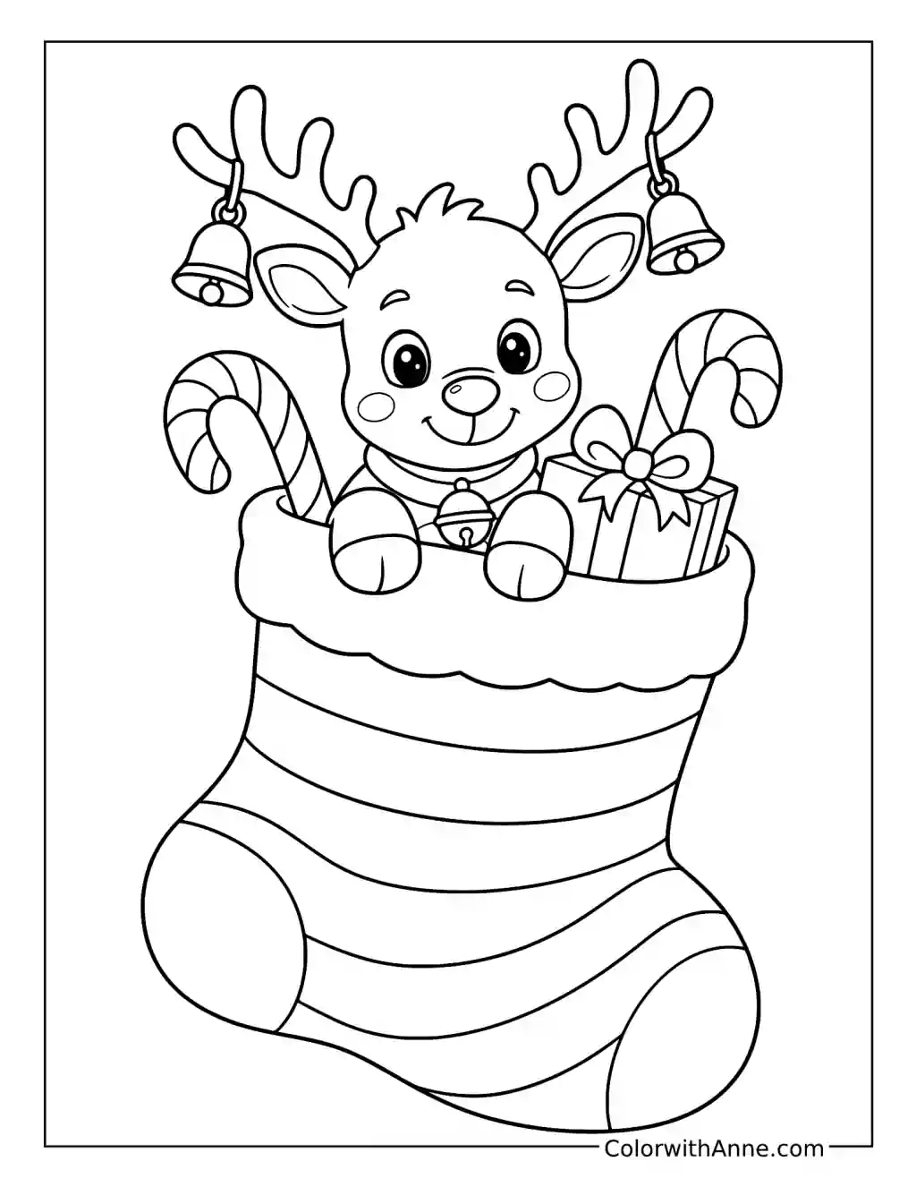 Baby Reindeer Candy Stocking coloring page