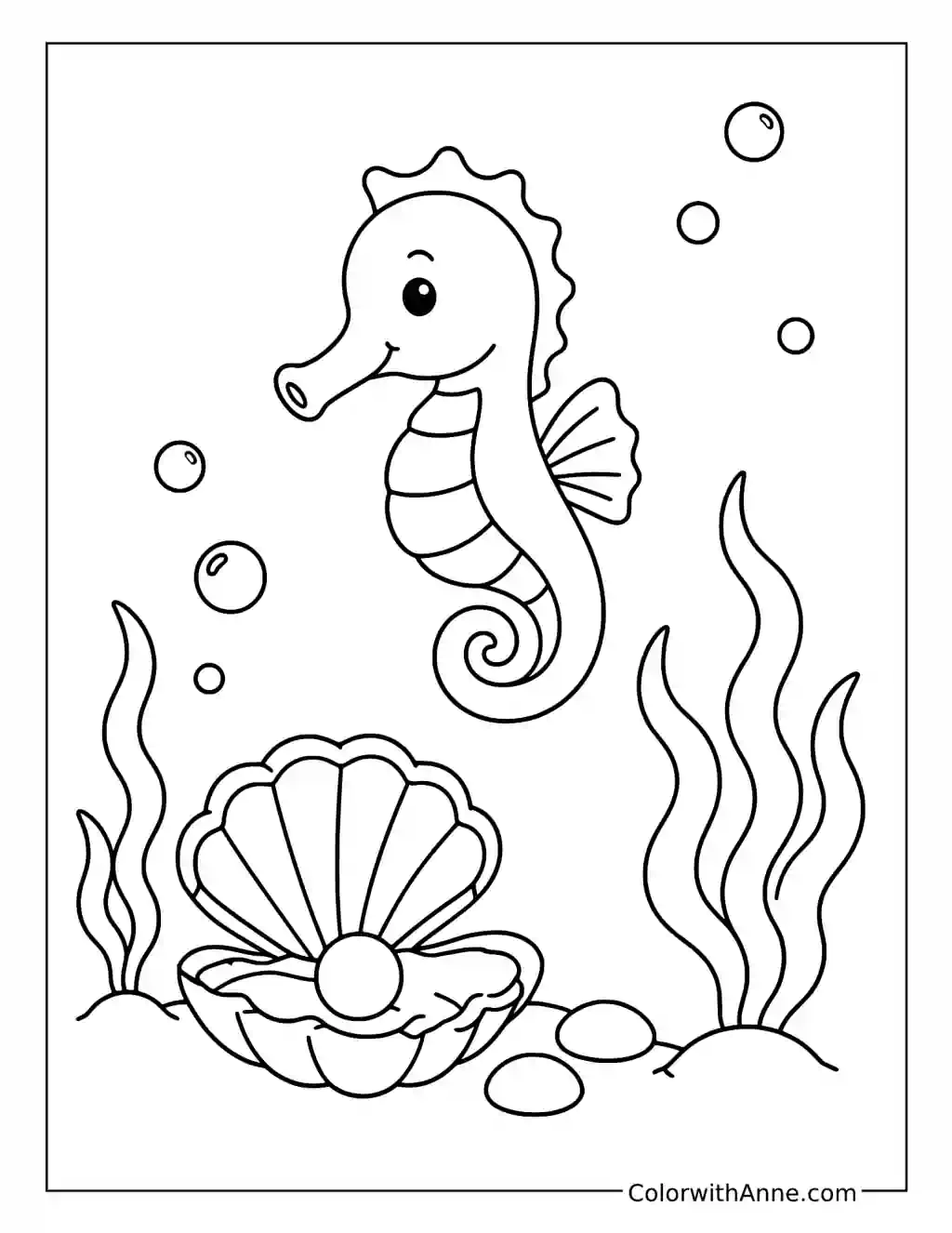 Baby Seahorse Adventure coloring page