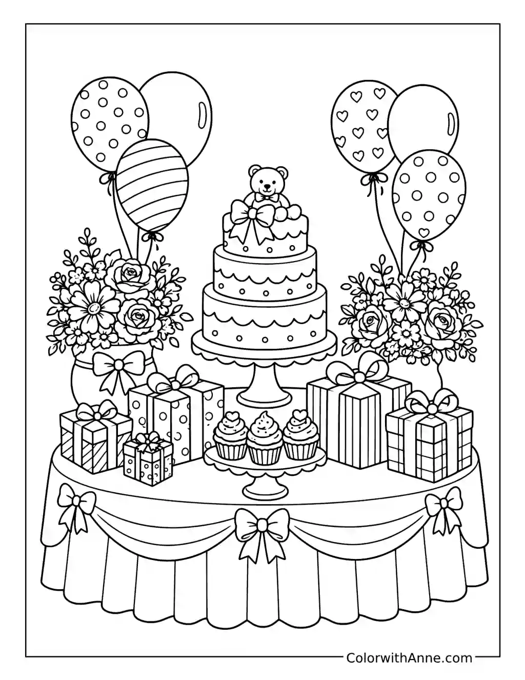 Baby Shower Gift Table coloring page