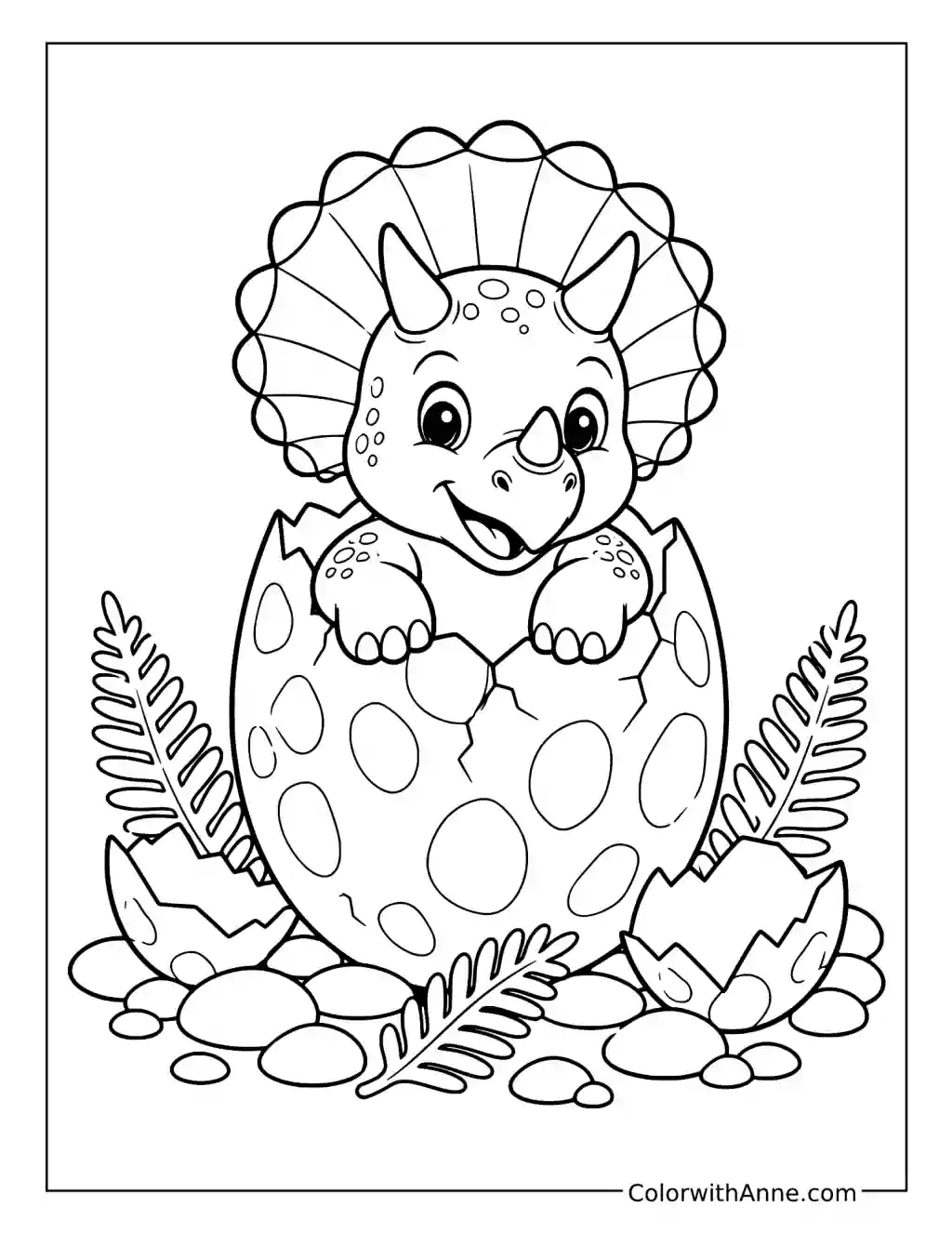 Baby Triceratops Hatching coloring page