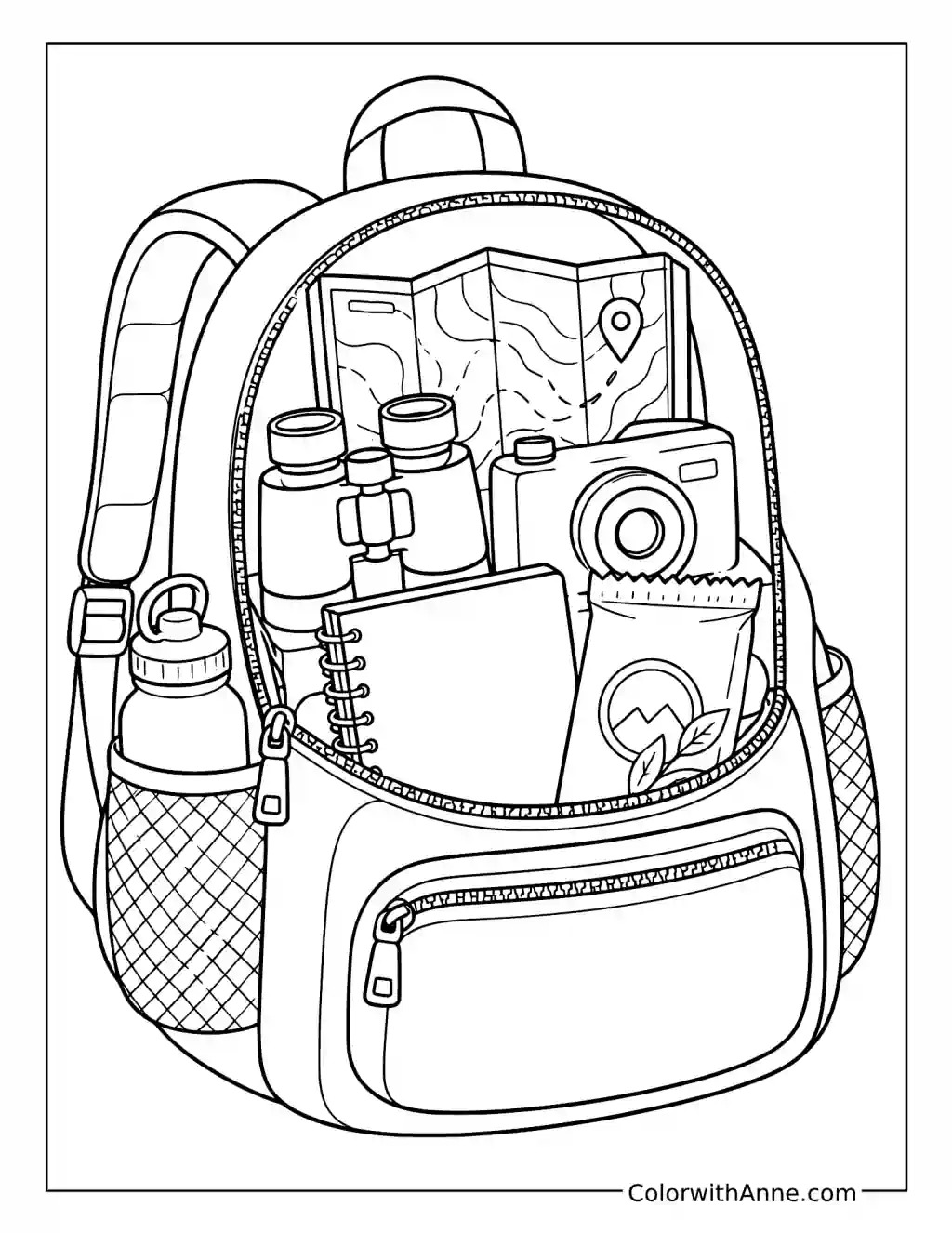 Backpack Packed for a School Trip coloring page