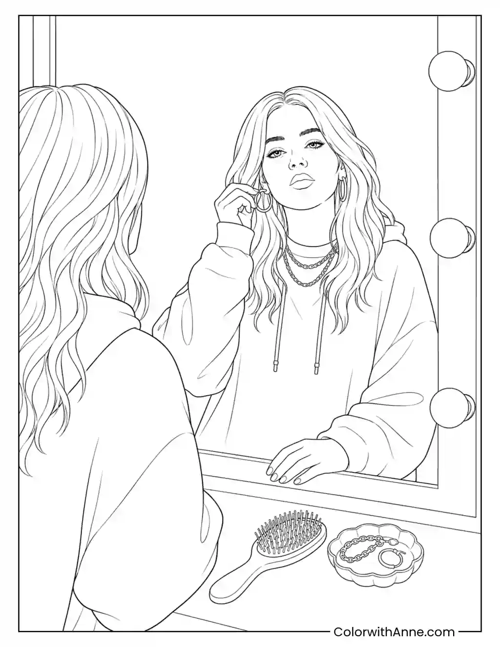 Backstage Mirror Earring Moment coloring page