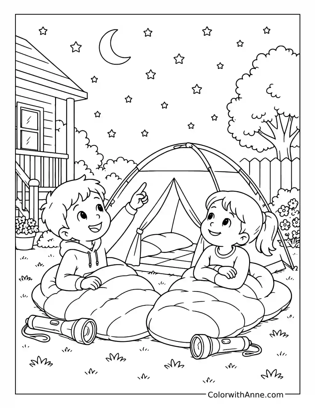Backyard Spring Break Campout coloring page