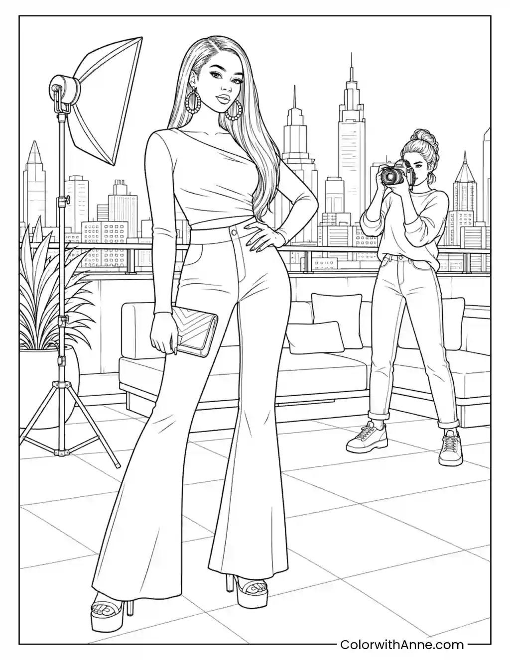 Baddie Rooftop Photo Shoot coloring page