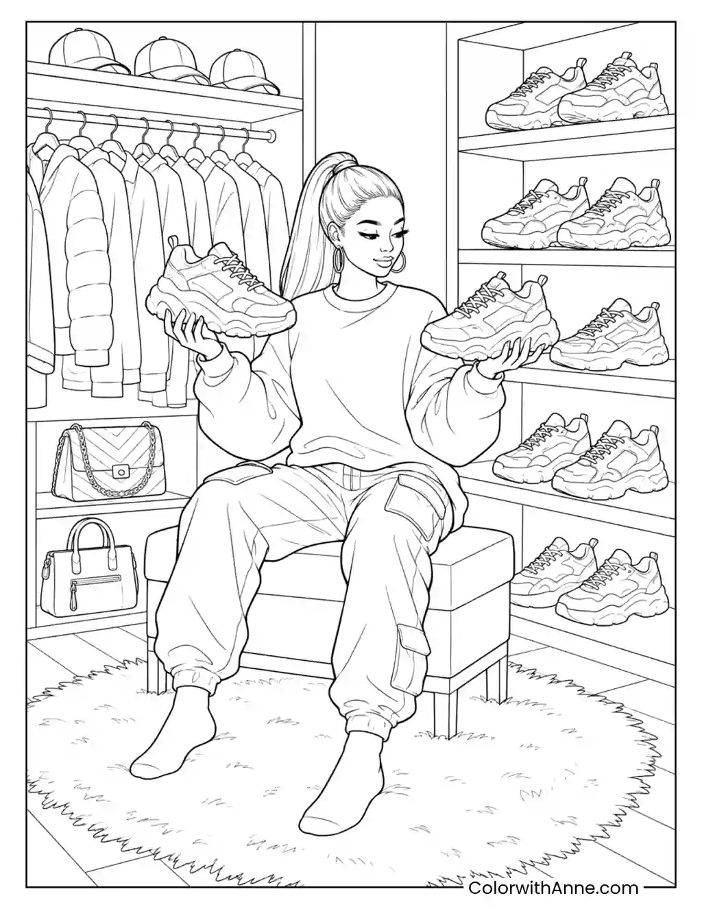 Baddie Sneaker Collection coloring page