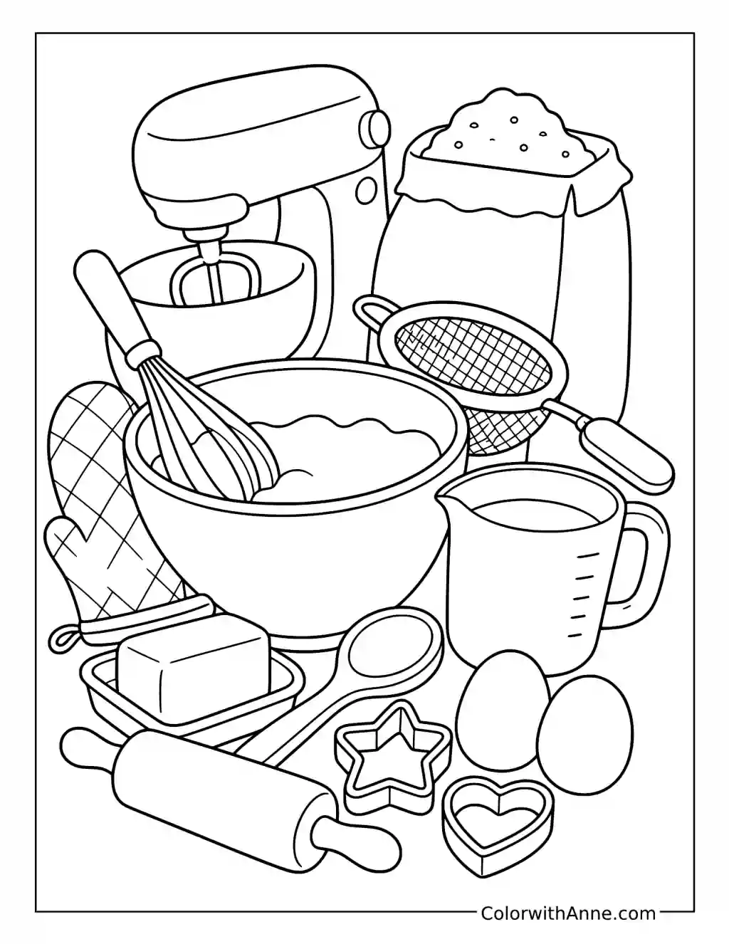 Baking Kitchen Doodle Art coloring page