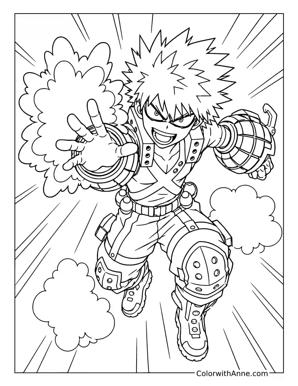 Bakugo Airborne Explosion coloring page