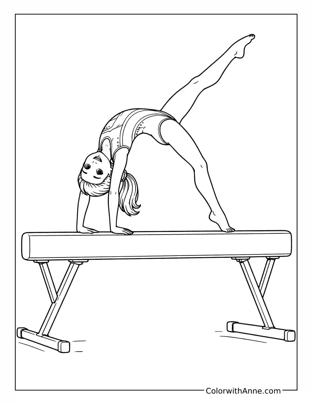 Balance Beam Back Walkover coloring page