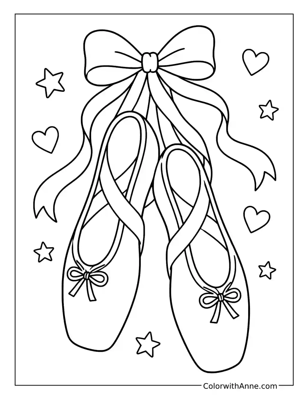 Ballet Slippers Tied with a Ribbon coloring page