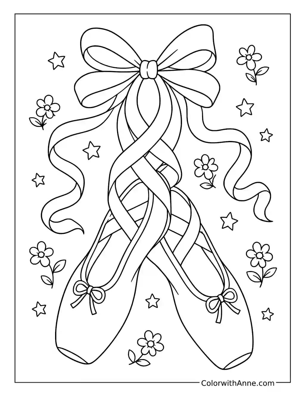 Ballet Slippers with Bows coloring page