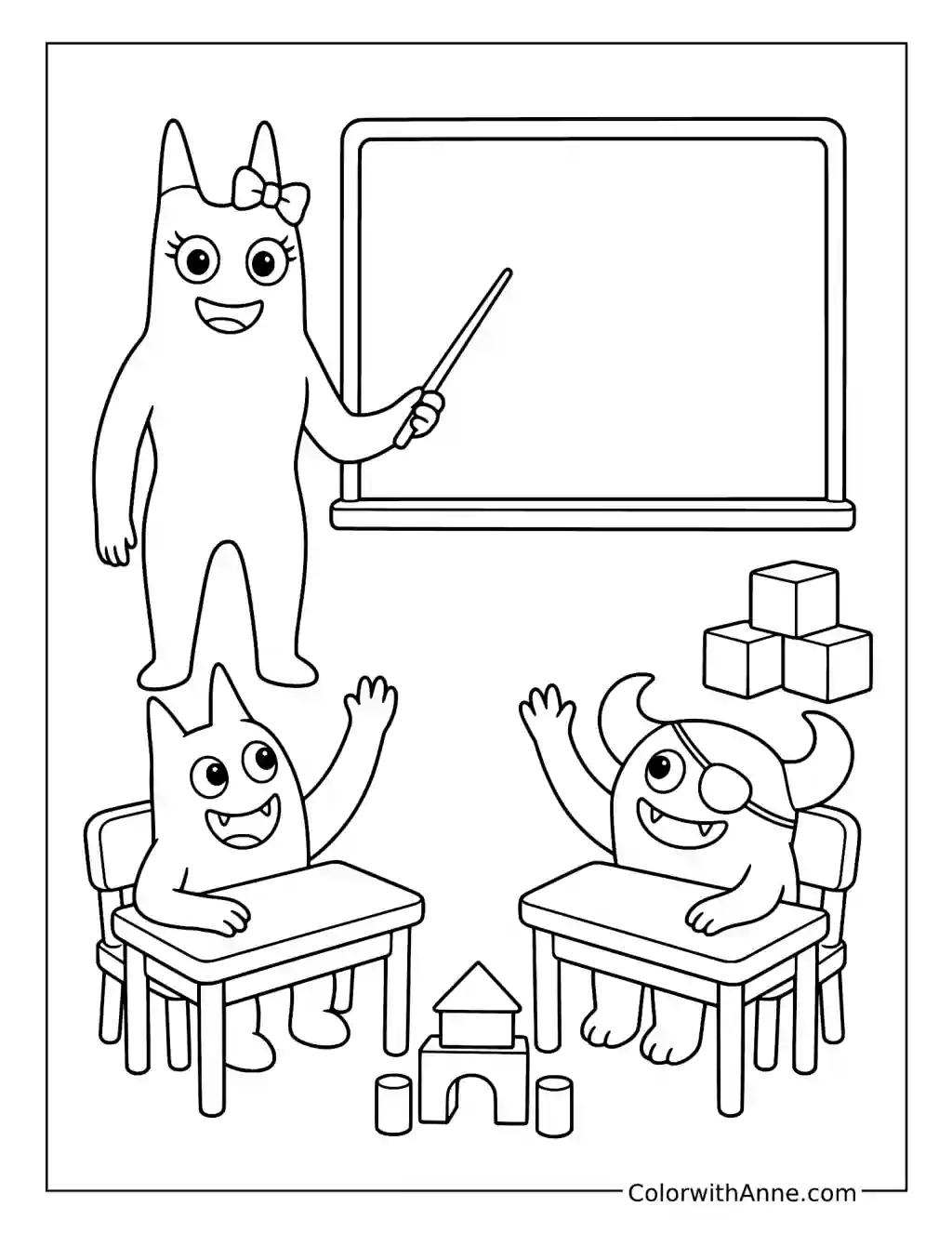 Banbaleena Teaching a Classroom of Little Monsters coloring page