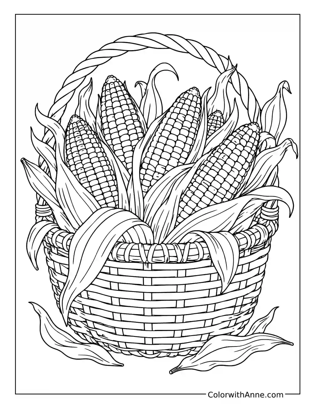 Basket Full of Corn coloring page